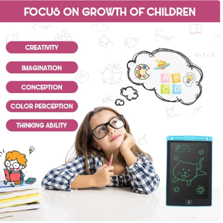 LCD Writing Tablet for Kids - 8.5 Inch Colorful Doodle Board,  One-Click Erase, Lock Function, Eye Protection & Eco-Friendly