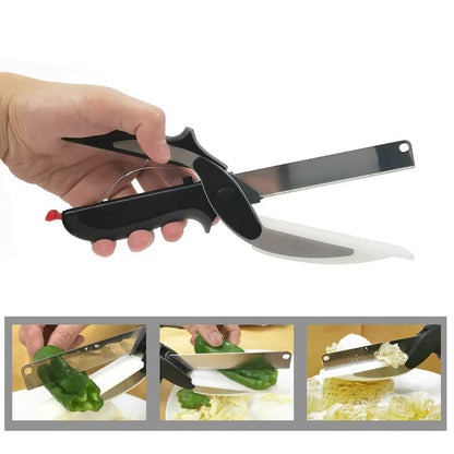 2 in 1 Clever Cutter Knife Scissors With Cutting Board