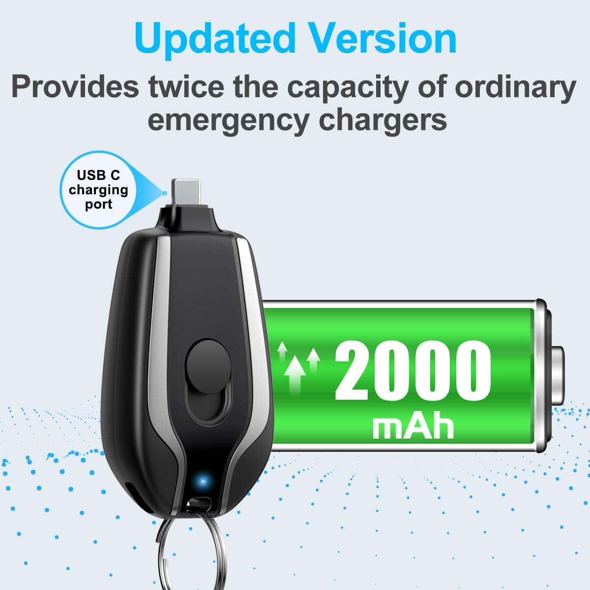 Mini Portable Keychain Charger Power Bank for iPhone & Android Type-C