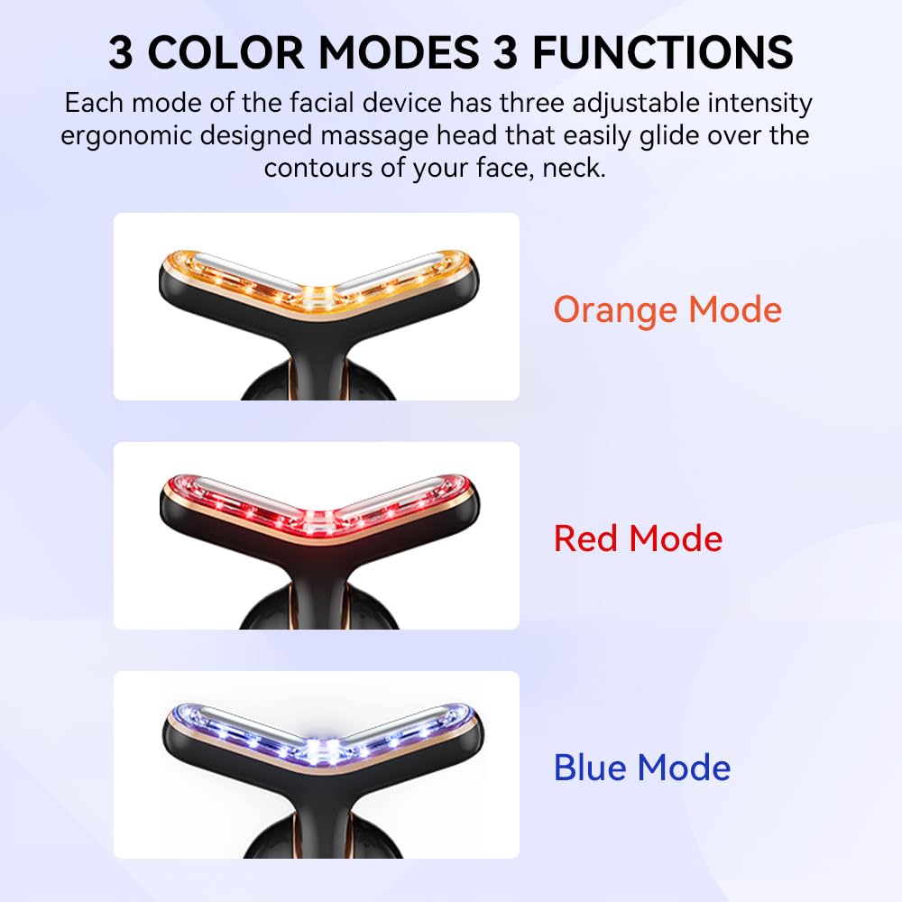 Neck Face Massager with 3 Color Modes for Skin