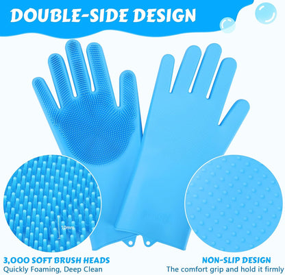 Multipurpose Silicone Cleaning Gloves with Scrubber for Dishwashing