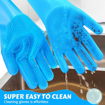 Multipurpose Silicone Cleaning Gloves with Scrubber for Dishwashing