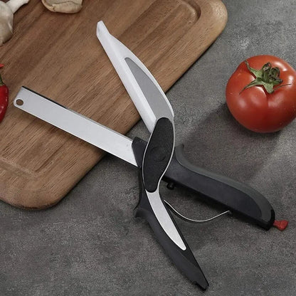 2 in 1 Clever Cutter Knife Scissors With Cutting Board