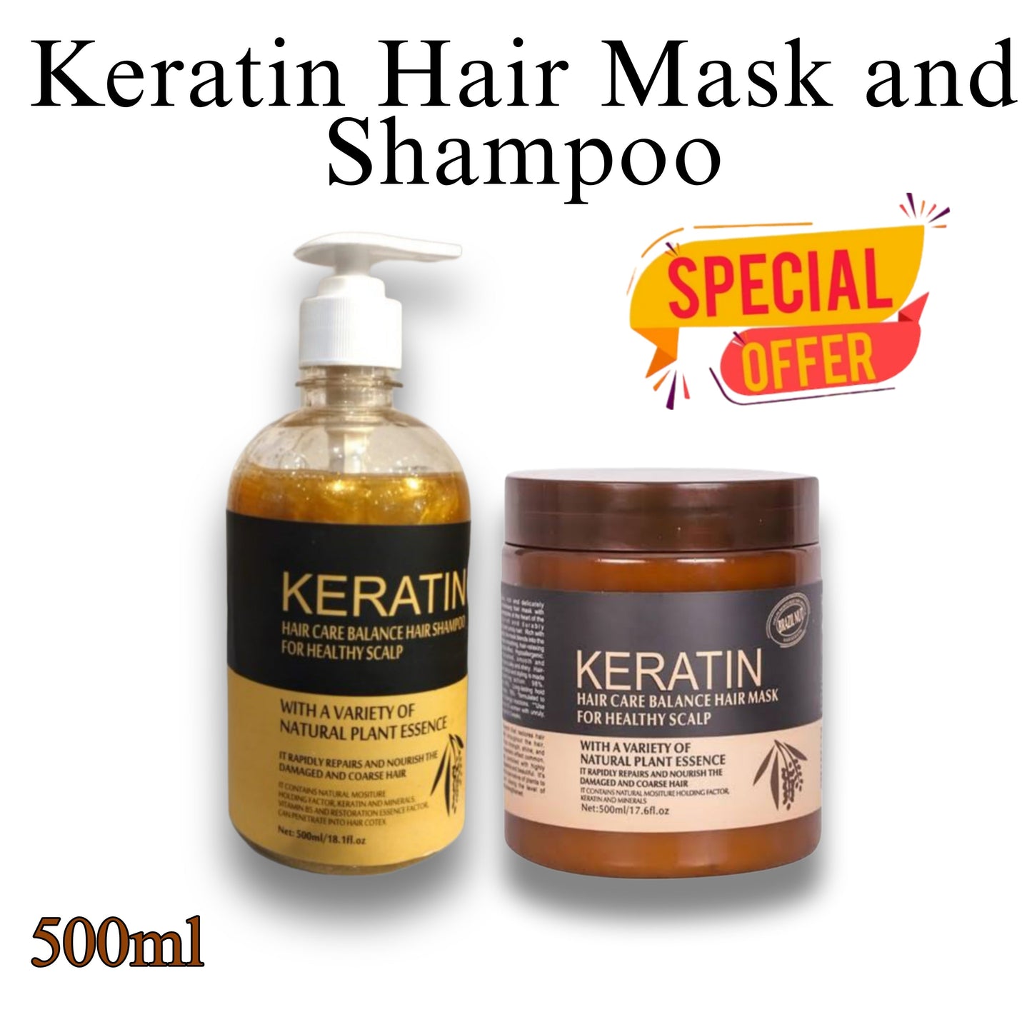 Keratin Hair Care Balance Hair Shampoo & Mask For Hair Treatment – (500ml)