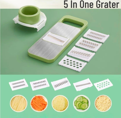 5-in-1 Multifunctional Vegetable Slicer & Grater | Stainless Steel Mandoline Cutter for Kitchen - Julienne, Shred, Slice & Dice