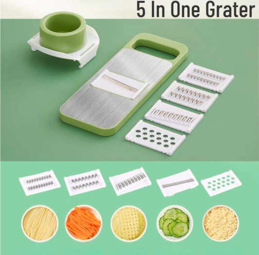 5-in-1 Multifunctional Vegetable Slicer & Grater | Stainless Steel Mandoline Cutter for Kitchen - Julienne, Shred, Slice & Dice